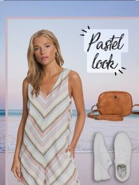 Roxy Pastel Chevron Sleeveless V-Neck Romper - Soft Multicolor Worn Only 3 Times
